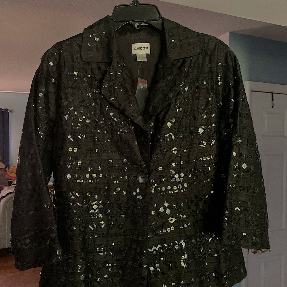 Chico ‘s new with tags Black Sequin Jacket